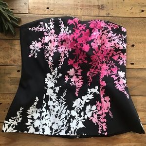 Floral Strapless Peplum Top